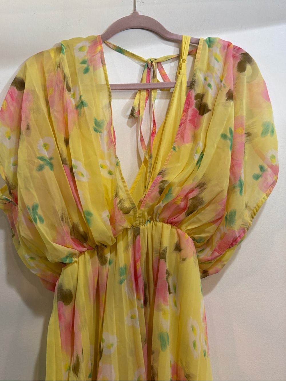 ASOS Yellow Floral Midi Dress